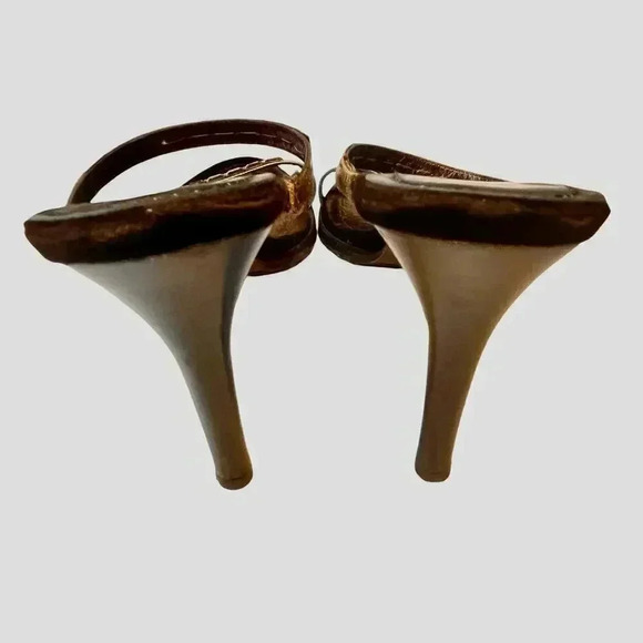 Donald J Pliner Couture Women’s Brown‎ Metallic Rhinestone Strap Chic Heels 8.5 - Picture 4 of 7